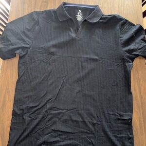 Men's XL Black Pinstripe Polo Shirt Stretch Performance Golf Casual Shirt